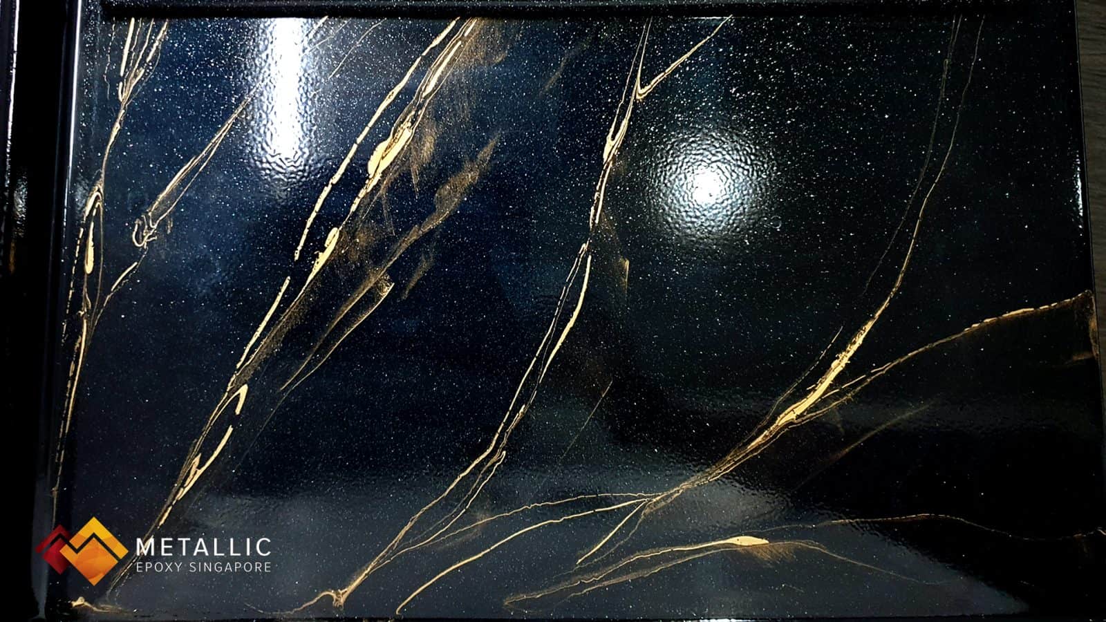 Metallic Epoxy Singapore Golden Black Marble Countertop
