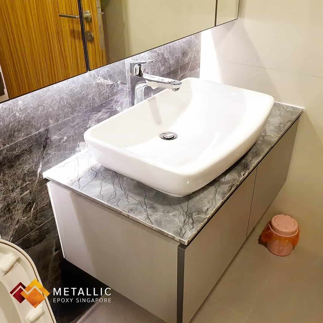 metallic epoxy grey marble vanity top bathroom