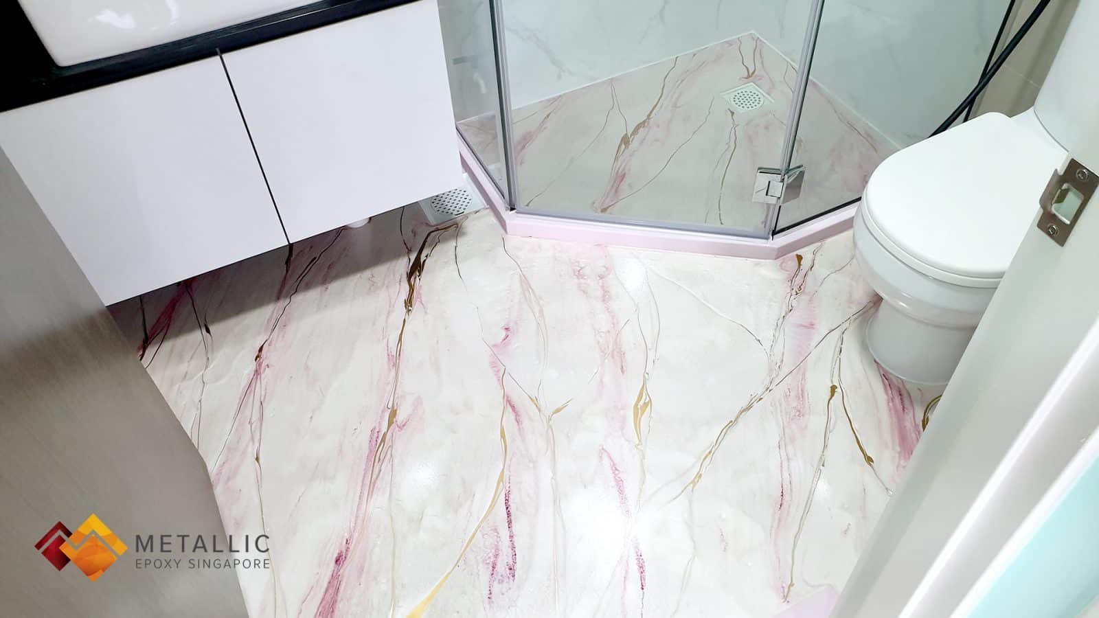 metallic epoxy singapore sakura pink bathroom flooring