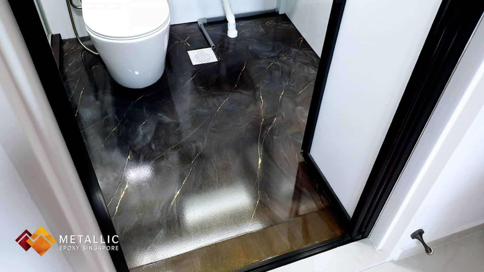 Metallic Epoxy gold coffee marble bathroom walls and floor