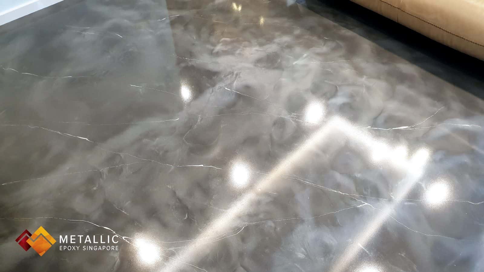 metallic epoxy singapore silver marble living room floor