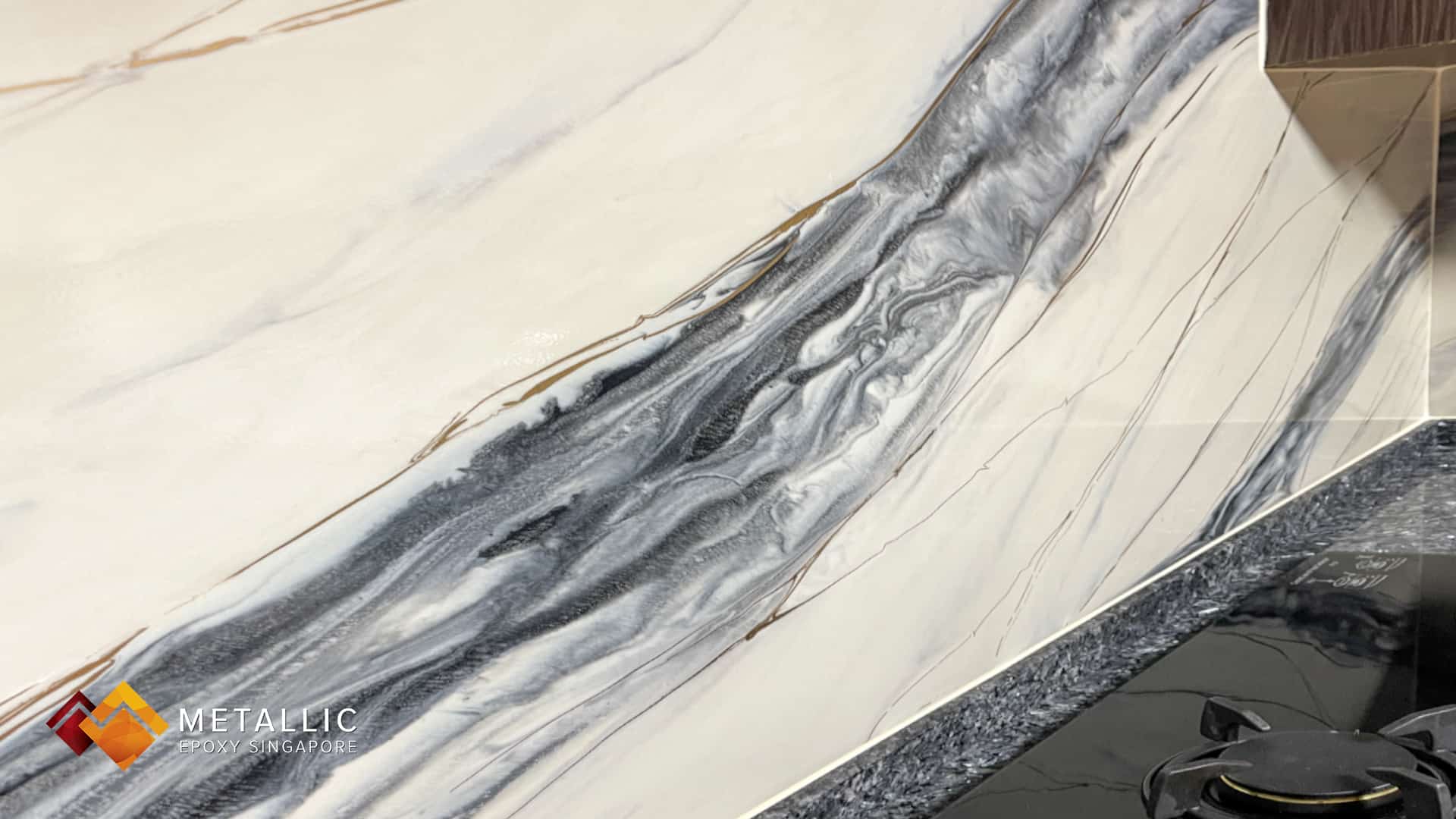Metallic Epoxy marble Backsplash