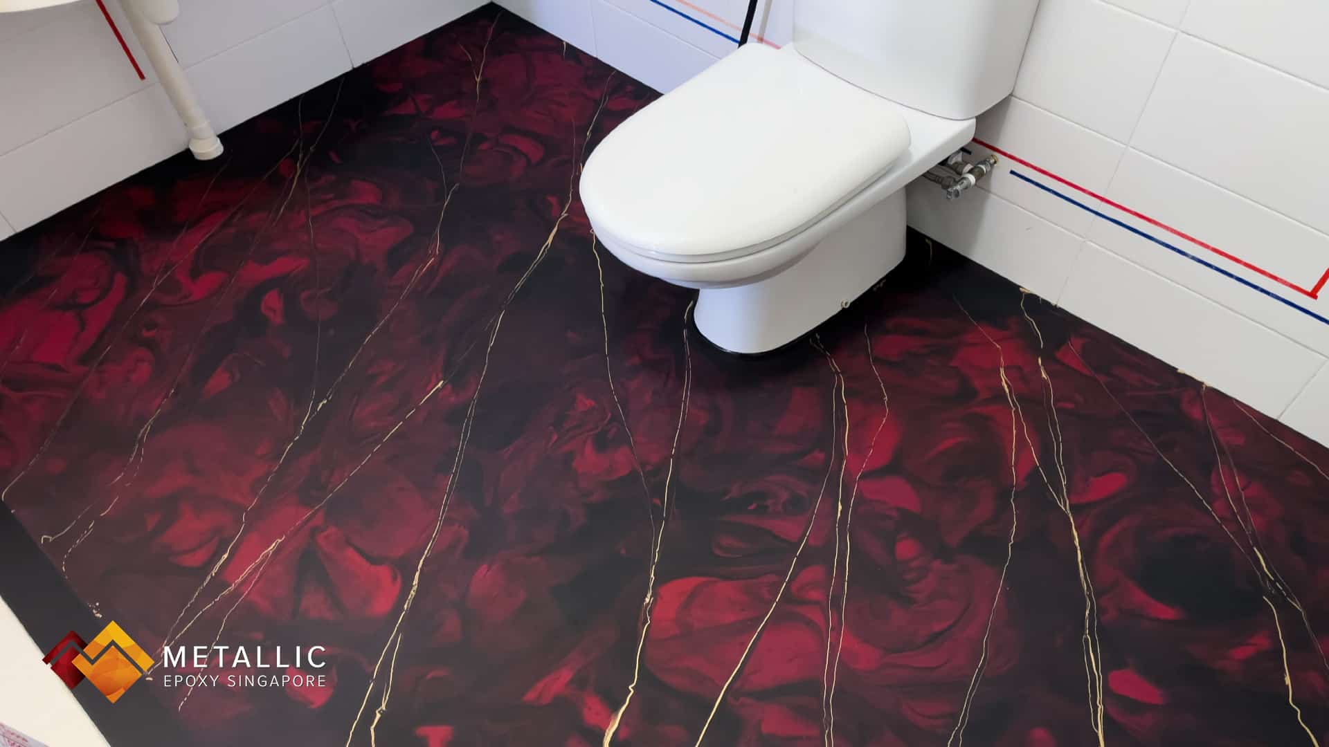 Swirl themed bathroom flooring