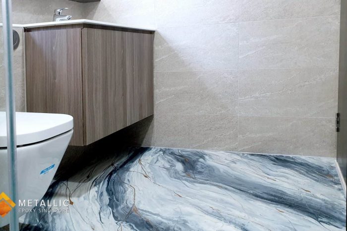 White Charcoal Bathroom Flooring